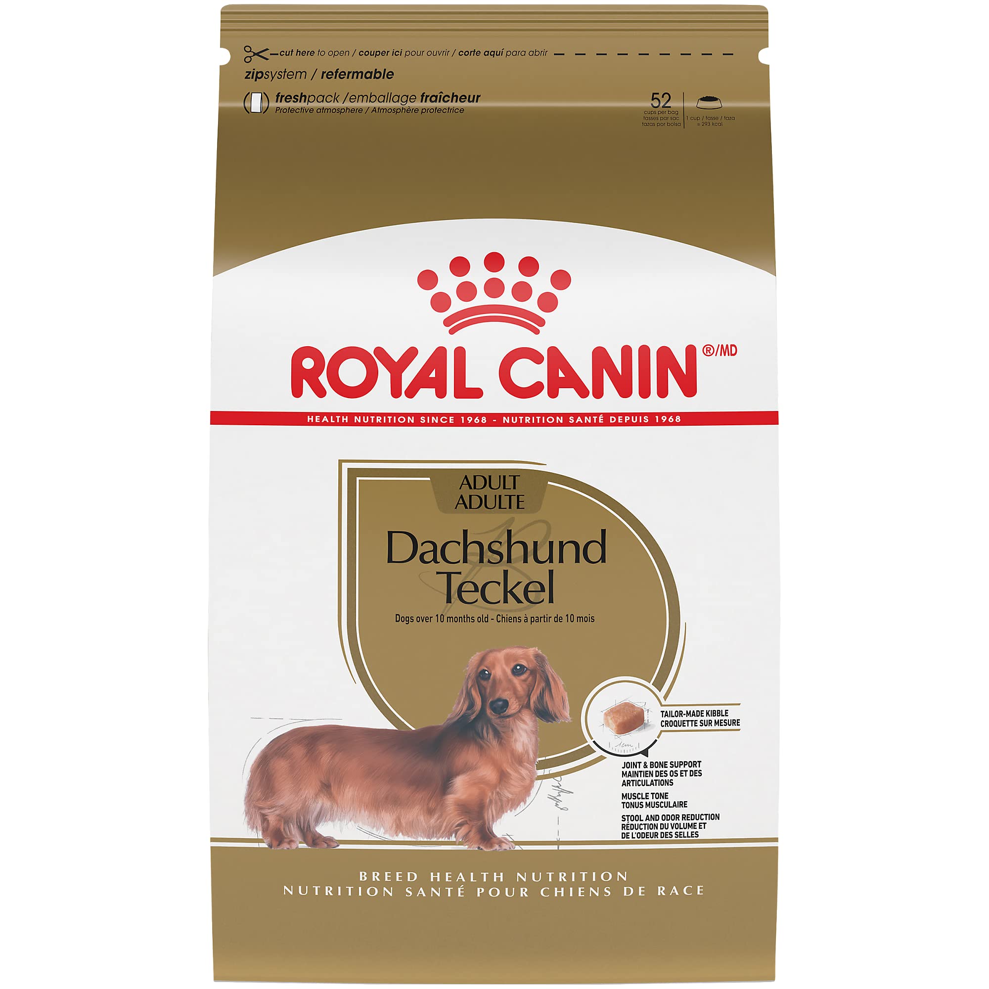 Royal Canin 腊肠犬成年品种专用干狗粮，10 磅袋装...