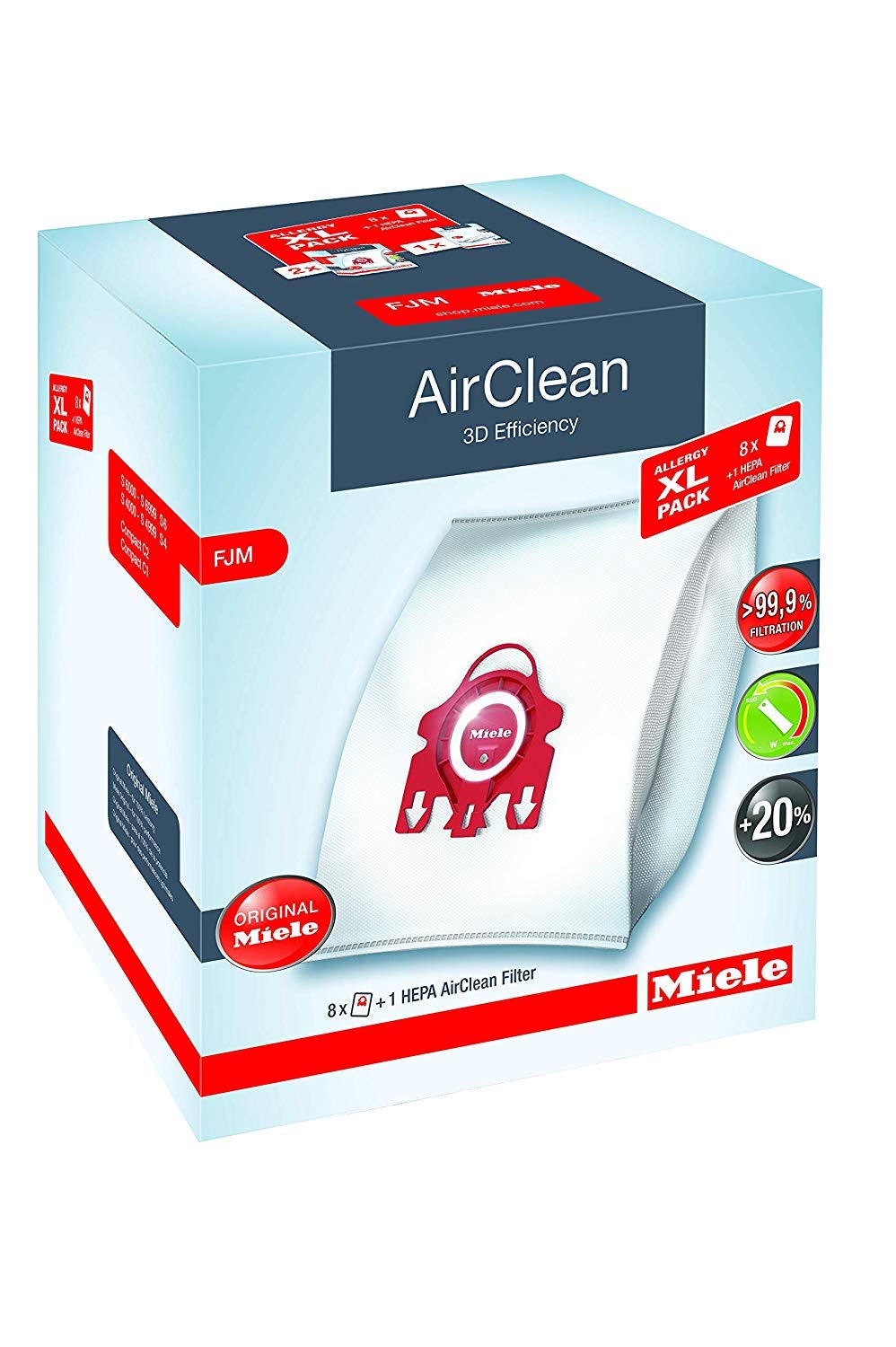 Miele XL Performance Pack AirClean 3D FJM 真空吸尘器袋和 HEPA ...