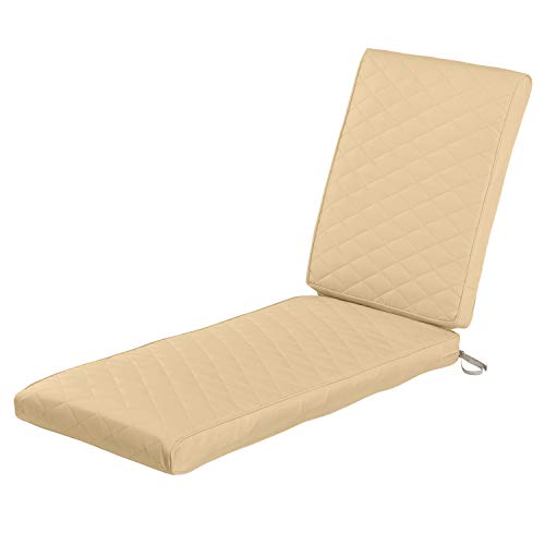 Classic Accessories Montlake防水72 x 21 x 3英寸矩形露台Qui缝的躺椅垫，洋甘菊