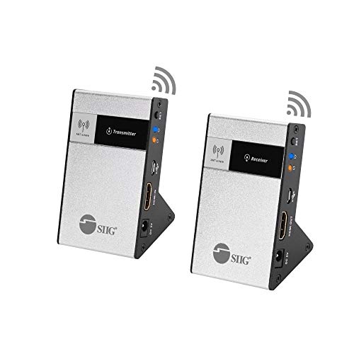 SIIG CE-H23Q11-S1 无线 HDMI 延长器套件 98 英尺 30M 支持 4K @30Hz HDCP 1.4 CEC 60GHz 频率发射器和接收器，黑色
