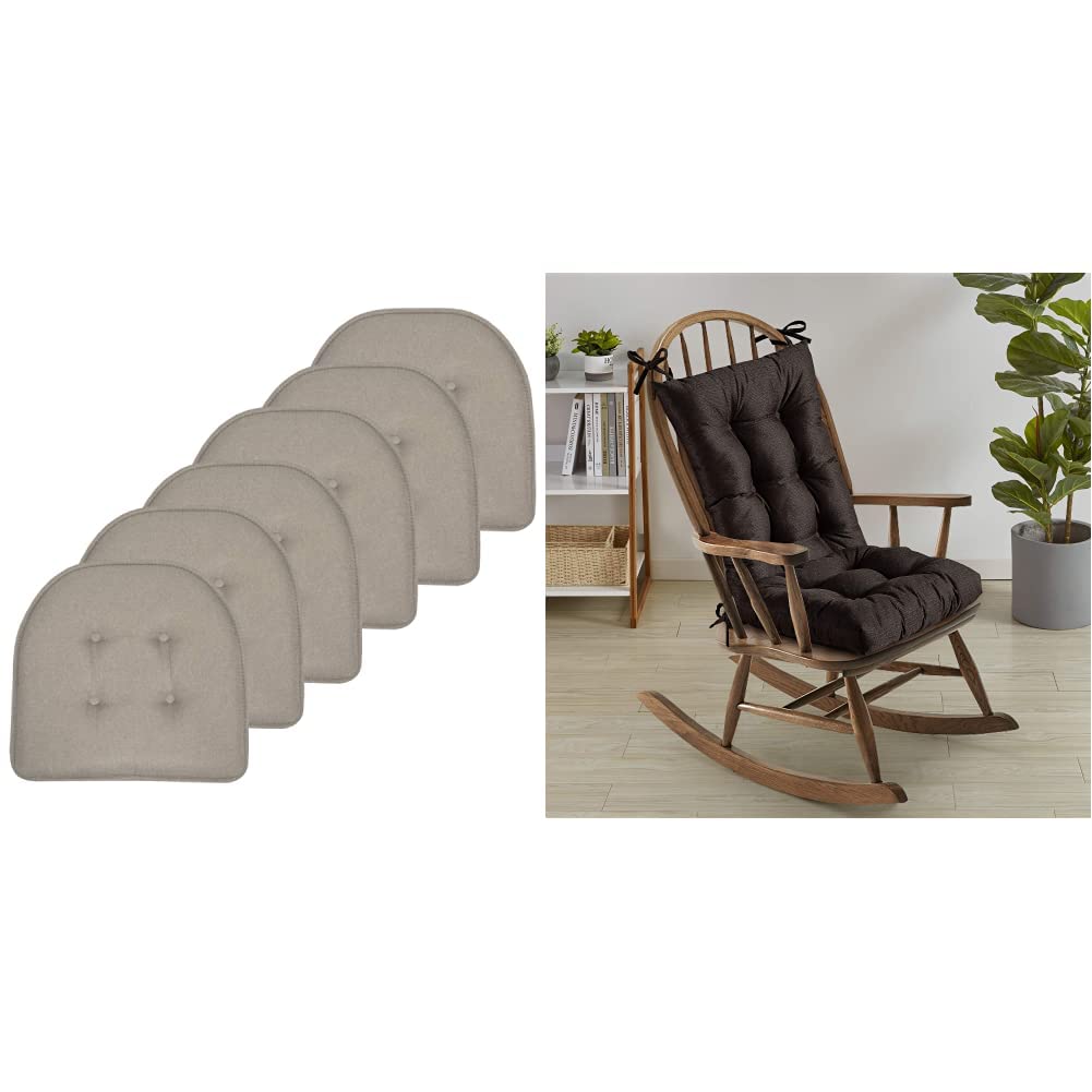 Sweet Home Collection 椅垫记忆泡沫垫簇绒防滑橡胶靠背 U 形 17 英寸 x 16 英寸...