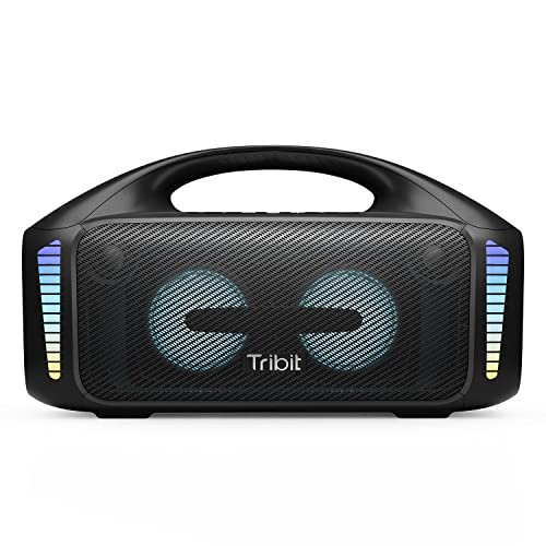  Tribit StormBox Blast 便携式扬声器：90W 大声立体声，带 XBass，IPX7 防水蓝牙扬声器，带 LED 灯，移动电源，蓝牙 5.3 和 TWS，自定义 EQ，30 小时播放时间，户...