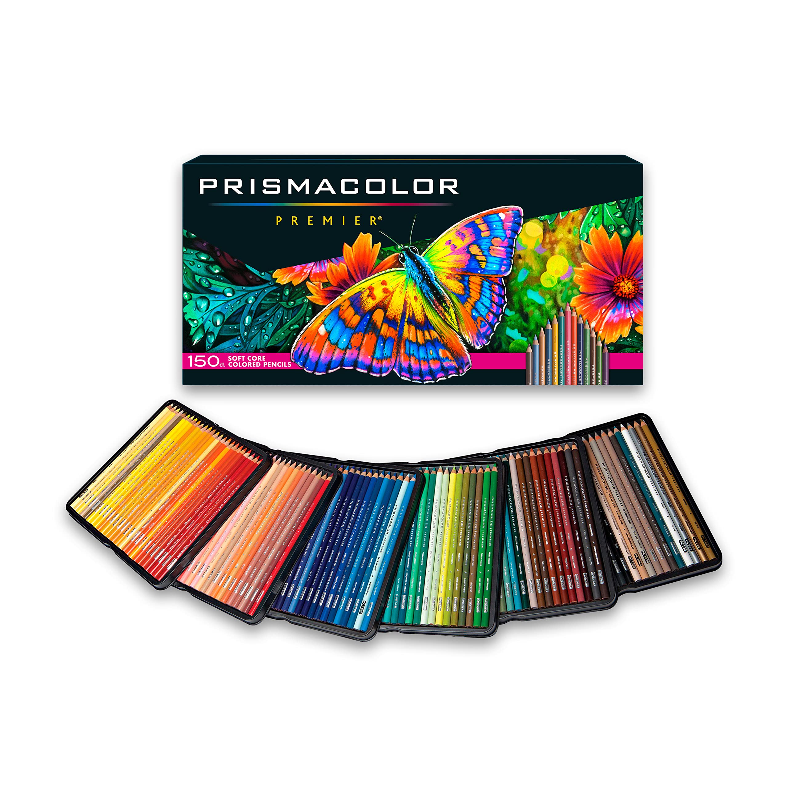 Prismacolor 优质彩色铅笔 |绘画、素描、成人着色美术用品 |软芯彩色铅笔，150 支装