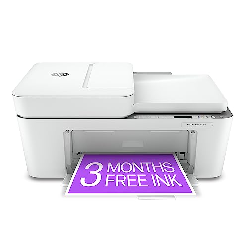HP DeskJet 4155e 无线彩色喷墨打印机，打印、扫描、复印，设置简单，移动打印，最适合家庭，即时墨水 +，白色