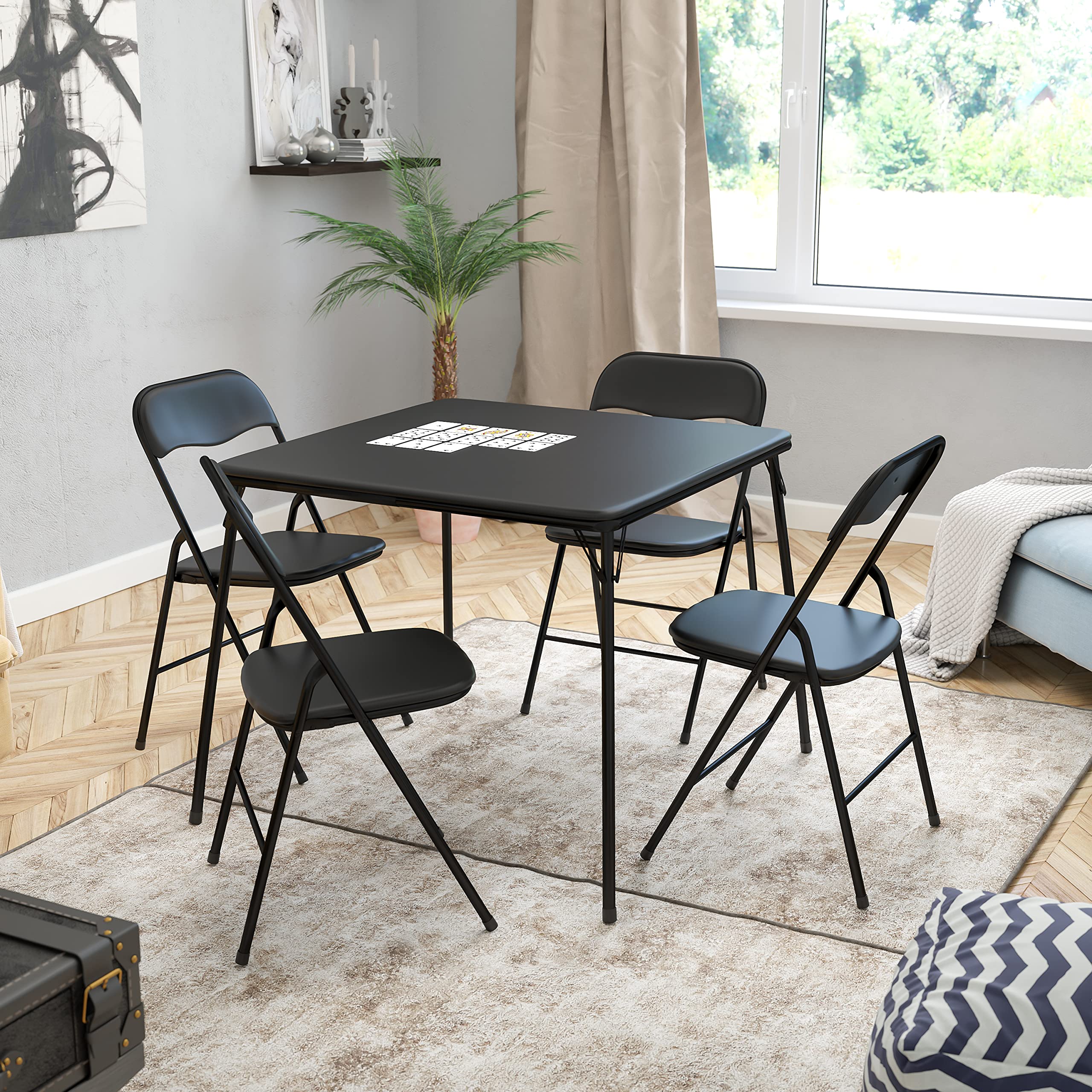 Flash Furniture 黑色折叠卡桌椅5件套