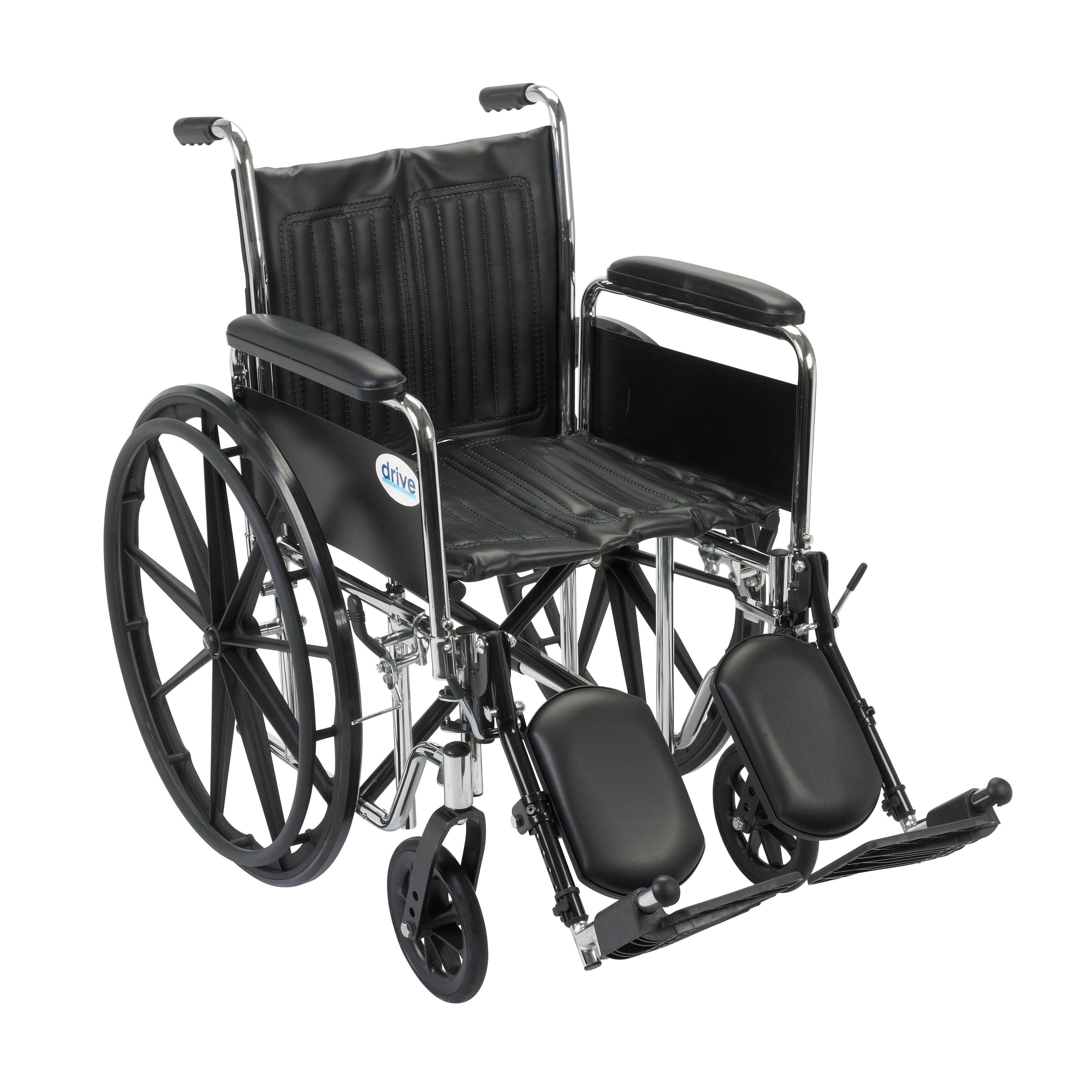 Drive Medical 带有多种扶手样式和前索具选件的Chrome Sport轮椅，黑色和Chrome，18'