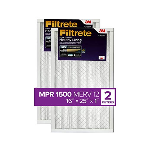 Filtrete 16x25x1，交流炉空气过滤器，MPR 1500，健康生活超过敏原，6 件装（精确尺寸 15.69 x 24.69 x 0.78）