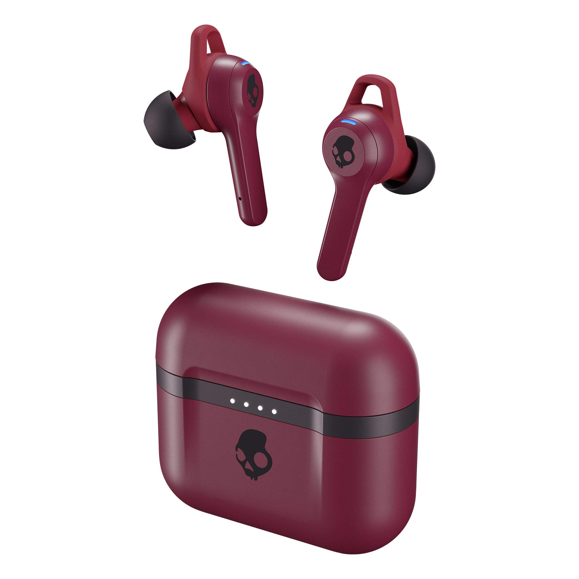 Skullcandy Indy Evo 真无线入耳式蓝牙耳机，兼容 iPhone 和 Android / 充电盒和麦克风 / 非常适合健身房、运动和游戏，IP55 防水防尘 - 红色