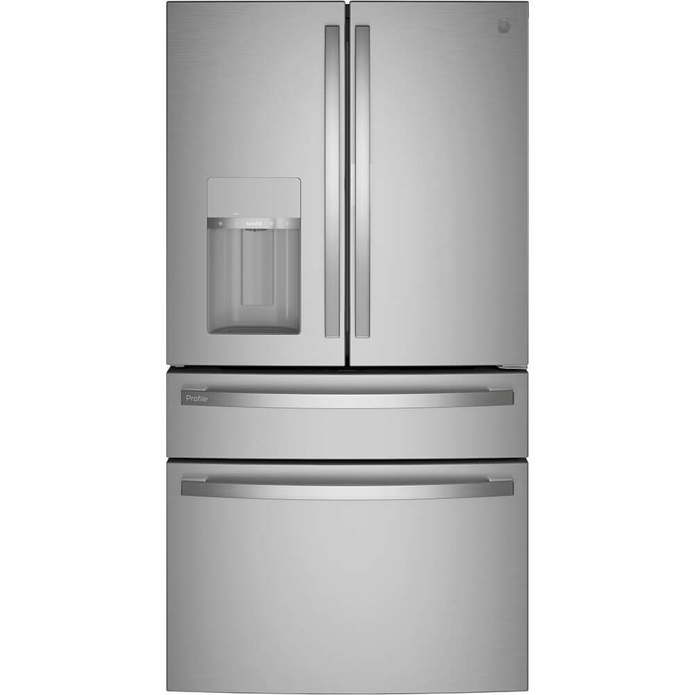 GE PVD28BYNFS 36' 4 门法式对开门冰箱，容量 27.6 立方米ft. 耐指纹不锈钢总产能