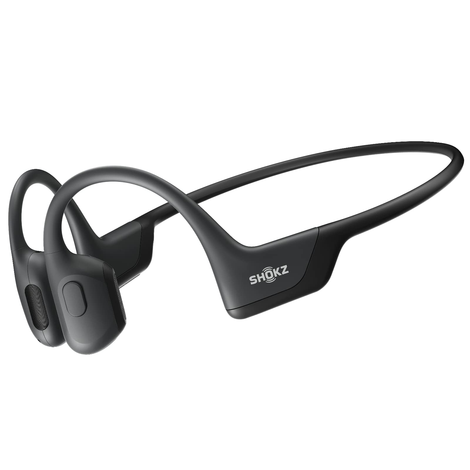 SHOKZ OpenRun Pro - 高级骨传导开放式蓝牙运动耳机 - 防汗无线耳机，适合锻炼和跑步，带深底座 - 内置麦克风，带头带（黑色）
