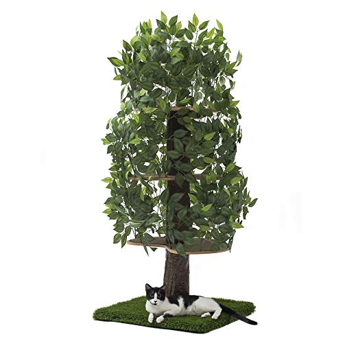 On2 Pets 美国制造的带叶子的猫树、EverGreen 的大型方形猫公寓和猫活动树