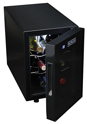 Koolatron WC06 带数字温度控制的热电冷却器，6 瓶容量-带双层隔热玻璃门的酒窖，黑色...