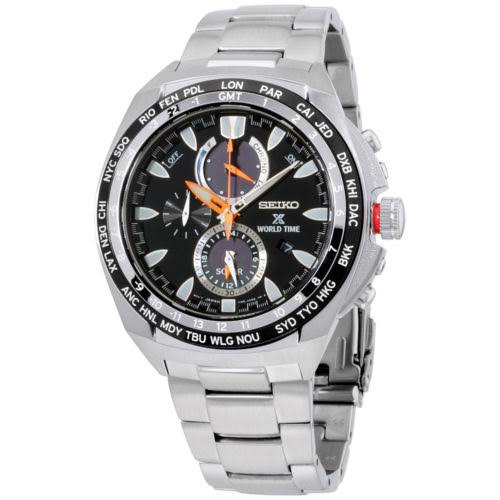 Seiko SSC487世界时间太阳能计时Prospex不锈钢男士手表