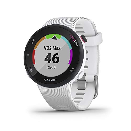Garmin Forerunner 45S，39mm易于使用的GPS跑步手表，带有免费教练计划支持，白色