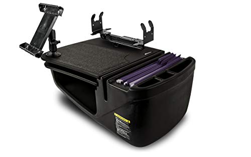 AutoExec AUE18475 GripMaster办公桌黑色表面处理，带有内置200瓦功率逆变器，打印机支架和平板电脑支架