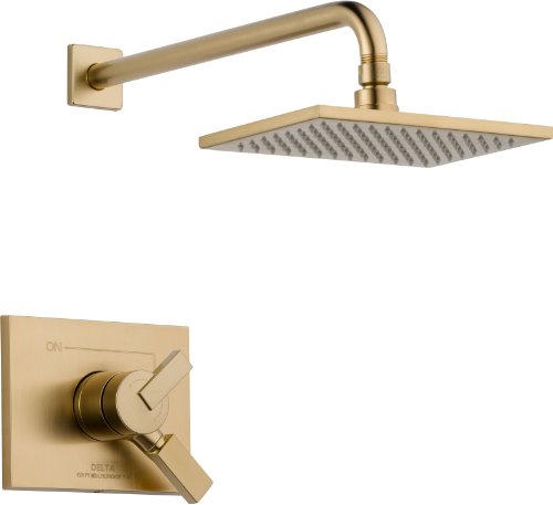 Delta Faucet Vero 17 系列双功能淋浴装饰套件，带单喷触摸清洁雨淋喷头，香槟青铜色 T172...