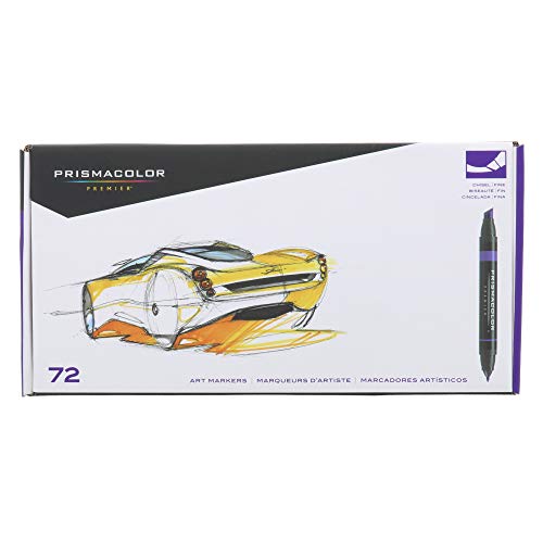 Prismacolor 3722 Premier 双头艺术记号笔，精细和凿尖，72 支...