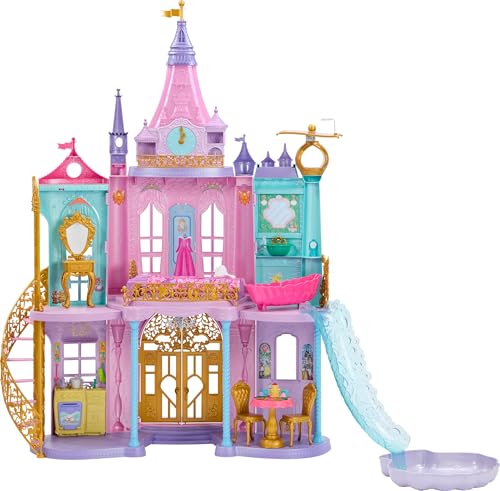 Mattel 迪士尼公主玩具，终极城堡 4 英尺高，带灯光和声音、3 个楼层、10 个游乐区和 25 多个家具和部件，灵感来自迪士尼电影