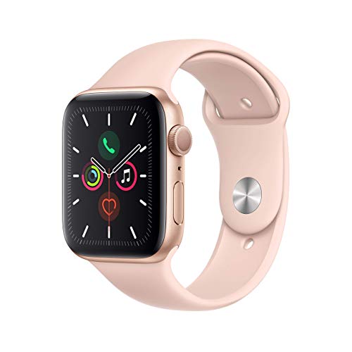 Apple 手表系列 5（GPS，40 毫米）- 金色铝制表壳搭配粉沙色运动表带（更新）