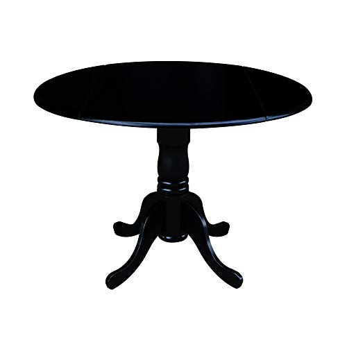 International Concepts 42 英寸圆形双落叶 Ped 桌子，黑色...