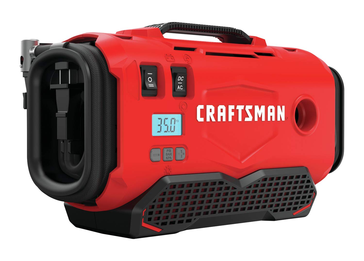 Craftsman V20 轮胎充气机，紧凑便携，自动关闭，数字 PSI 压力表，仅裸工具 (CMCE520B...