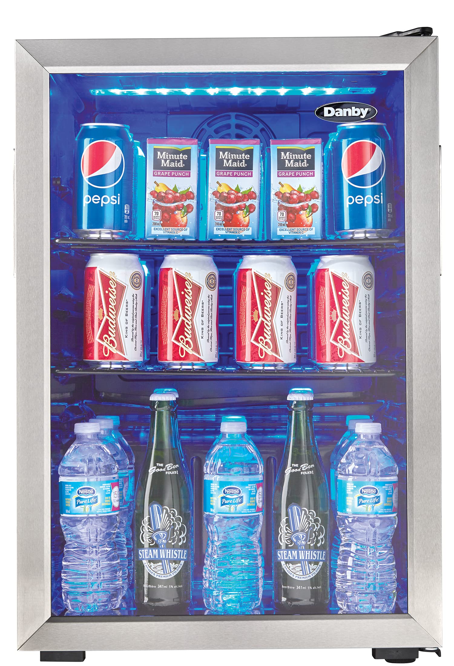 Danby 95 罐饮料中心，2.6 立方英尺冰箱，适用于地下室、餐厅、客厅、饮料柜，适合啤酒、汽水、水，黑色...