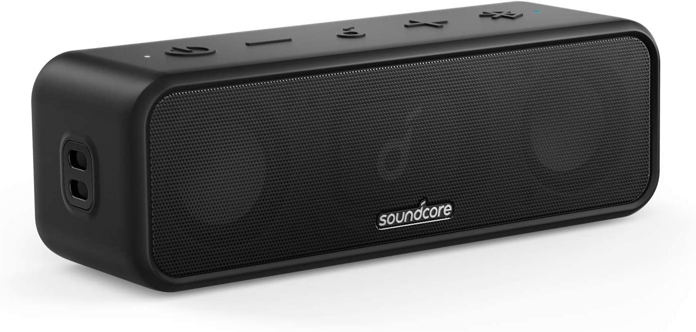 Soundcore 3 by ，蓝牙扬声器，立体声，24 小时播放时间，IPX7 防水，纯钛振膜驱动器，PartyCast，BassUp，应用程序，自定义 EQ，适合家庭、户外和海滩