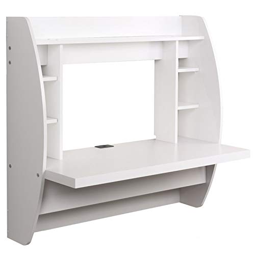 Prepac 带储物空间的浮动办公桌，白色