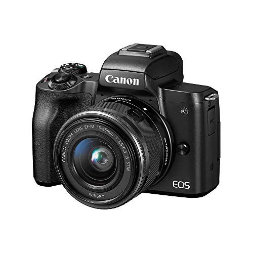 Canon EOS M50 无反光镜视频博客相机套件，带 EF-M 15-45mm 镜头，黑色...