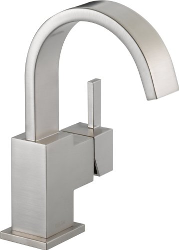 Delta Faucet Vero 单孔浴室水龙头拉丝镍，单手柄浴室水龙头，金属排水组件，不锈钢 553LF-...