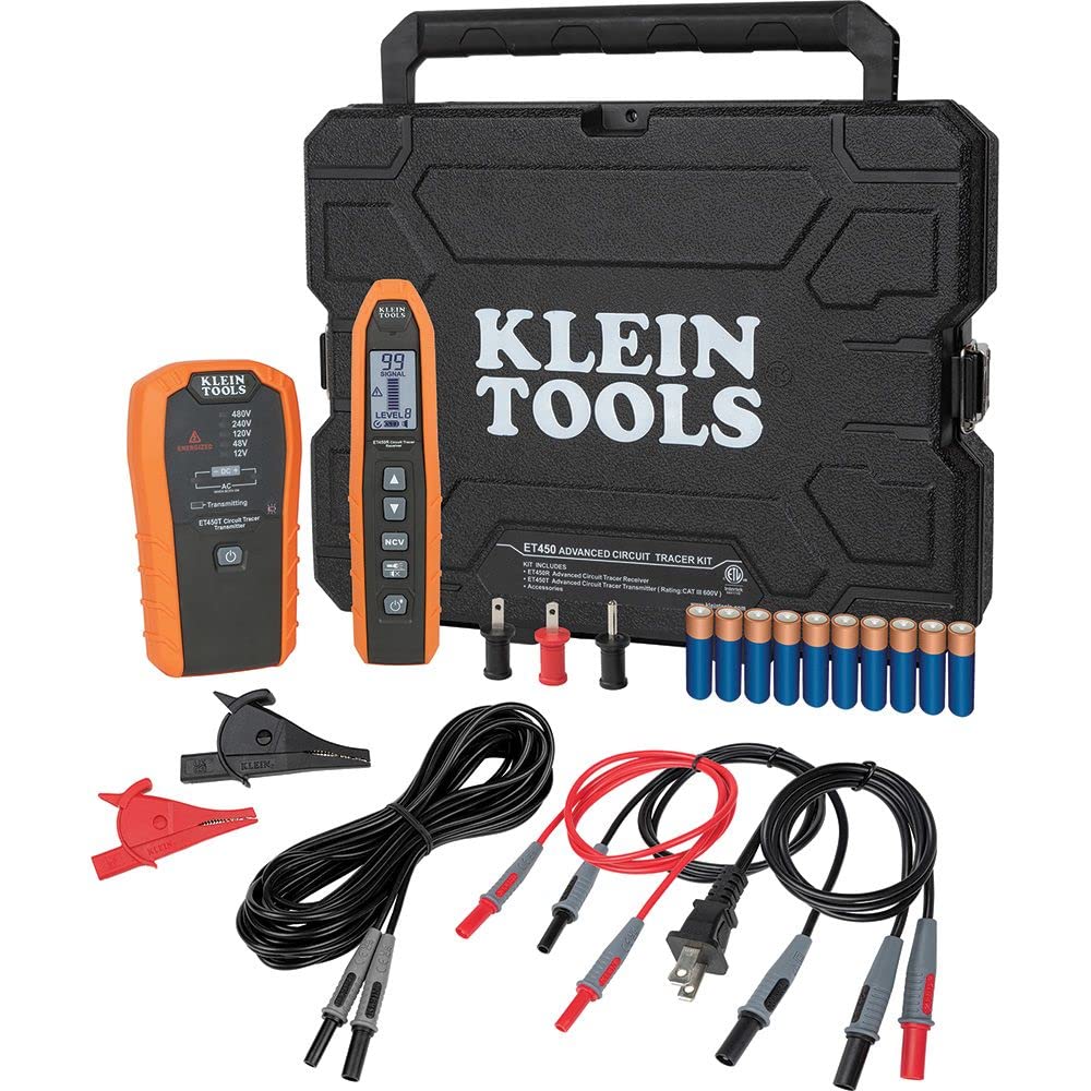 Klein Tools ET450 高级断路器查找器和寻线器套件，适用于带电和不带电断路器、保险丝和电线...