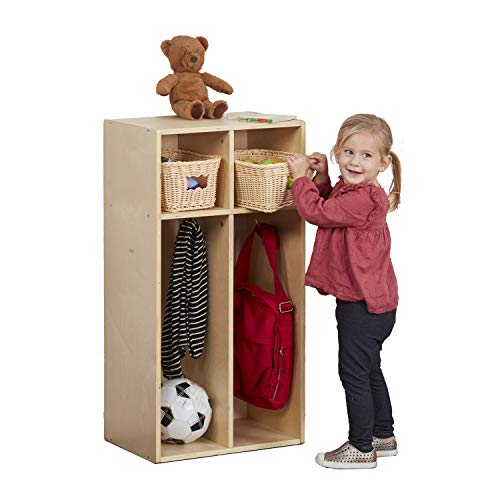 ECR4Kids 桦木流线型分段式儿童或幼儿衣帽柜，带或不带长凳