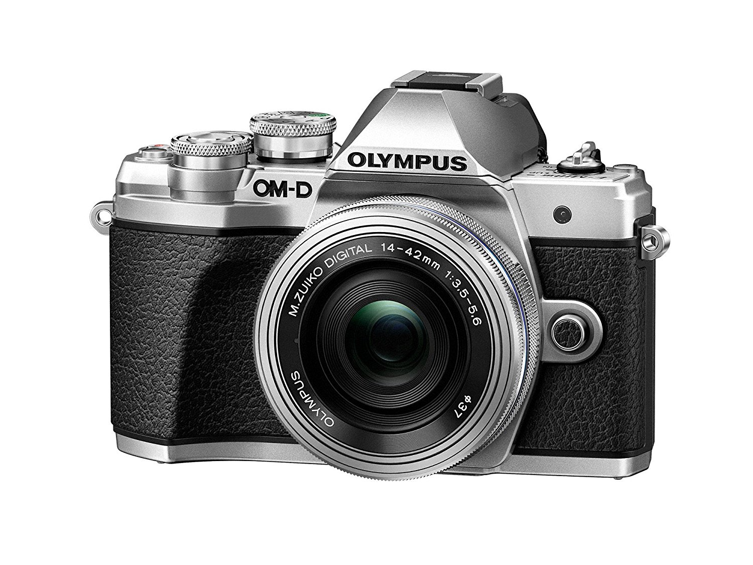 Olympus OM-D E-M10 Mark III相机套件，带有14-42mm EZ镜头（银色），相机包和存储卡，支持Wi-Fi，4K视频