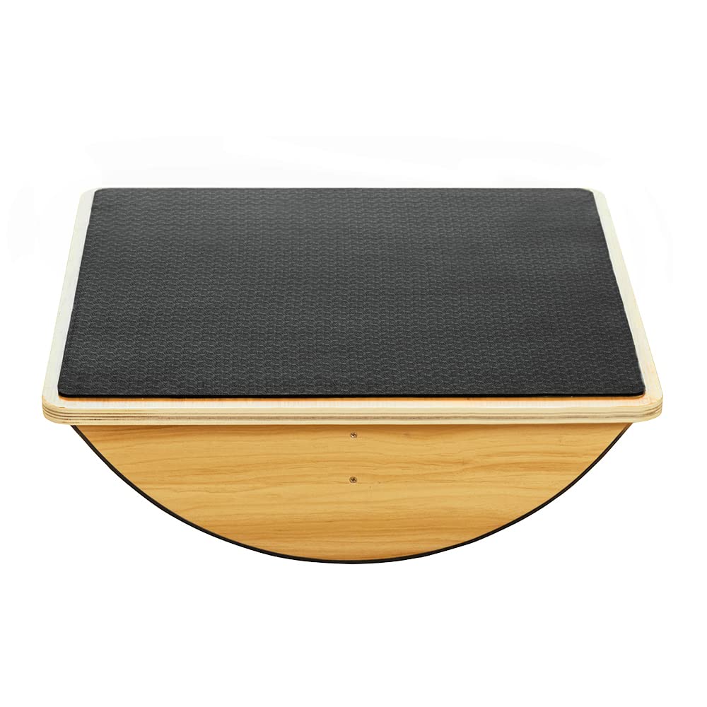 StrongTek 专业木质平衡板、摇板、木质站立式办公桌配件、桌下平衡板、防滑滚轮、核心强度、稳定性、办公室摇摆板