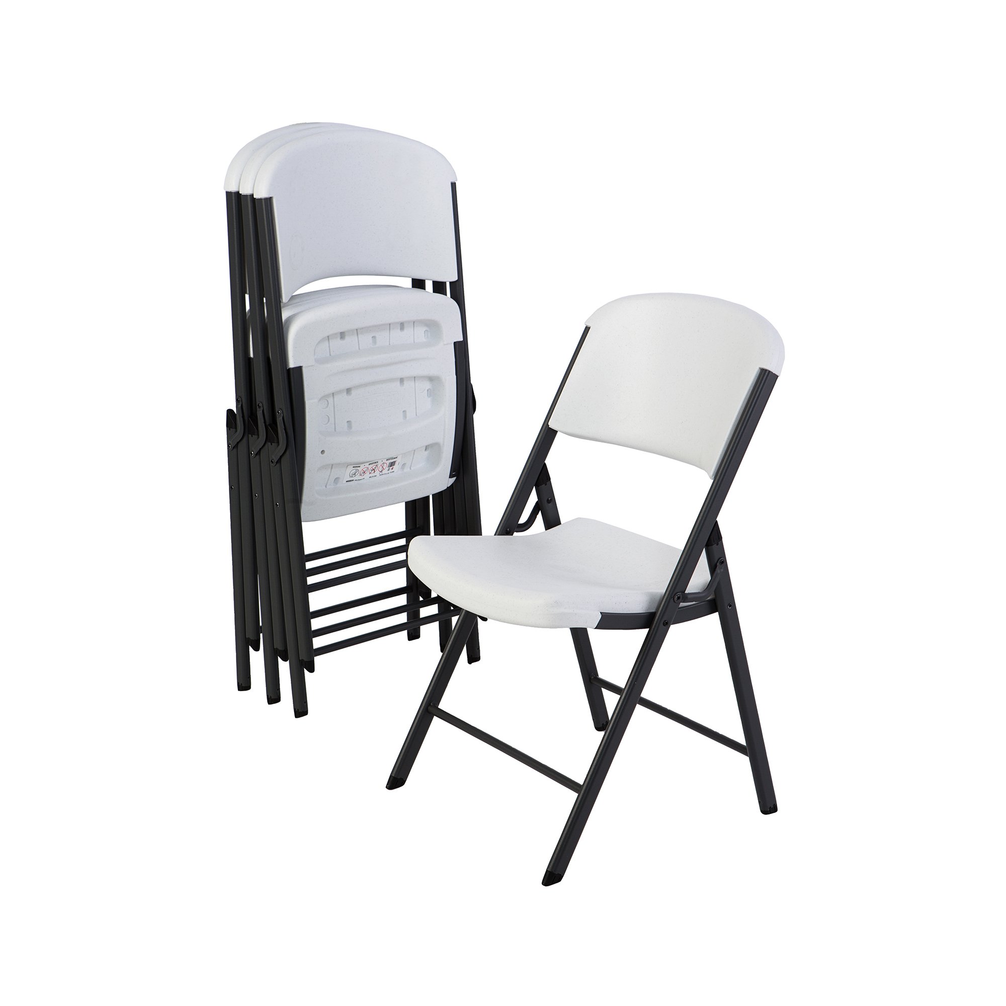Lifetime 商业级折叠椅，4 件装，白色花岗岩
