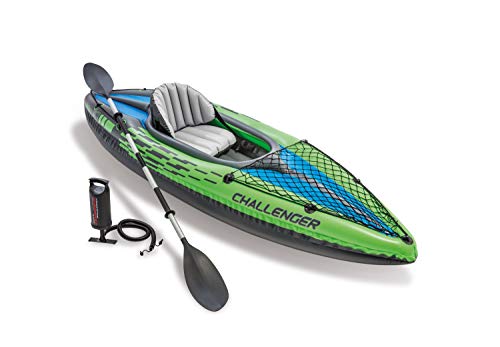 Intex Challenger Kayak，带铝制桨和高输出气泵的充气皮划艇套件...