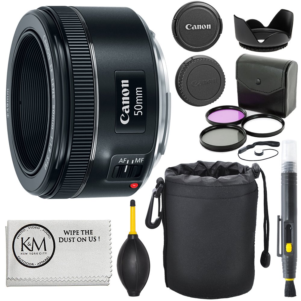 Canon EF 50mm f/1.8 STM 镜头 + 3 件滤镜套件 + 镜头笔 + 吹风机 + 遮光罩 ...