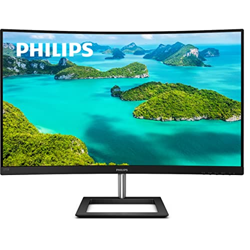 Philips 27 英寸曲面无框显示器，全高清 1080P，100% sRGB，自适应同步，扬声器，VESA...