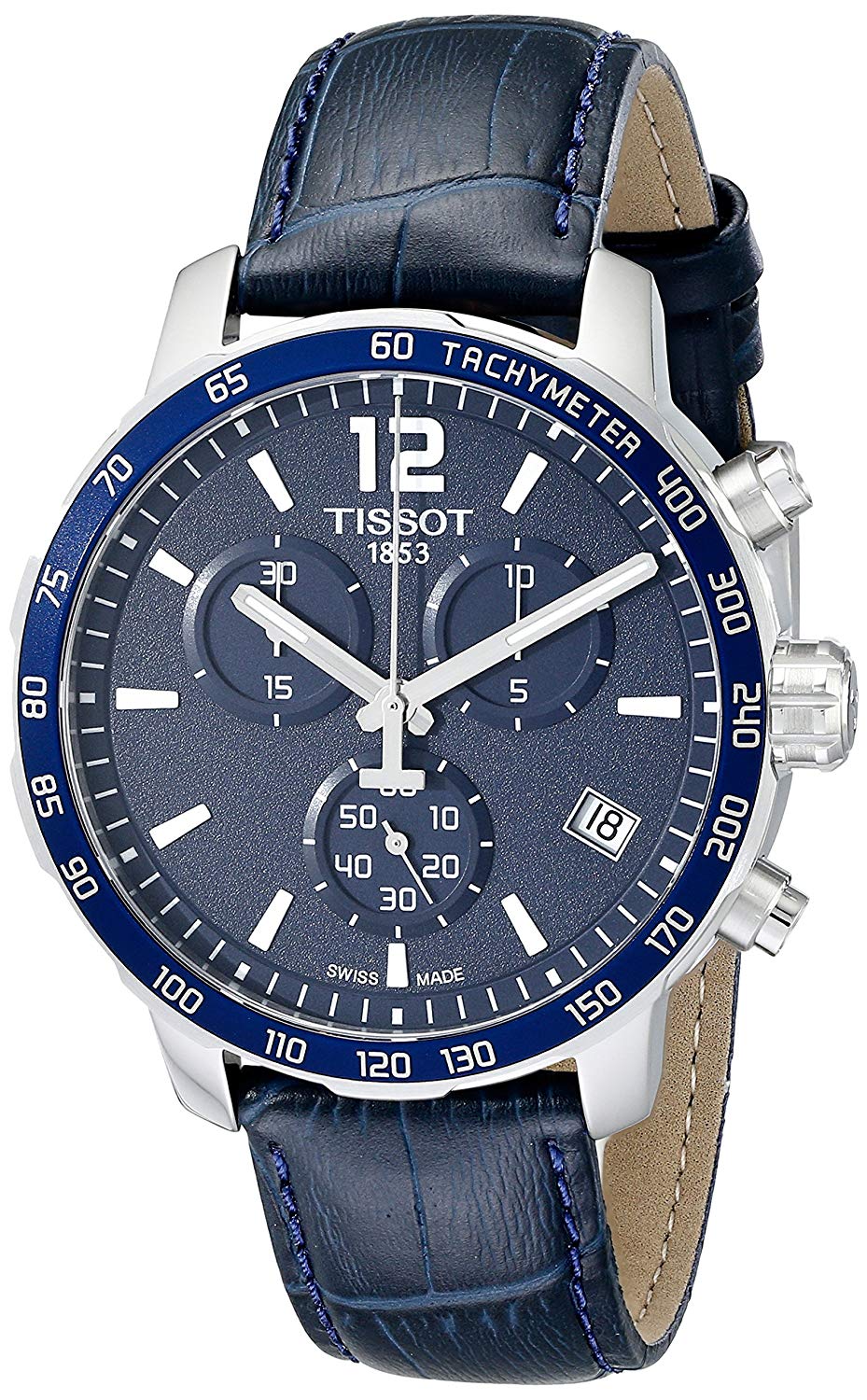 Tissot 男士T0954171604700 Quickster不锈钢手表带蓝色合成表带