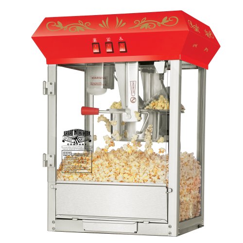 Great Northern Popcorn Company 6100红色台面粉底爆米花机，8盎司