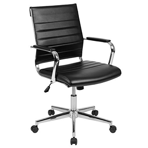 Flash Furniture 中背黑色LeatherSoft当代罗纹大班椅