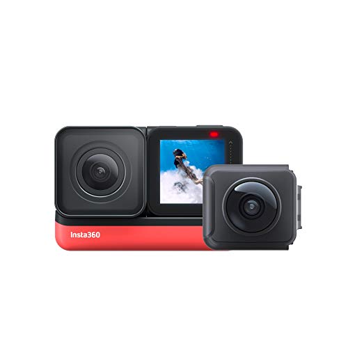 Insta360 ONE R运动视频自适应运动相机（双镜头版）捆绑包，带4K广角镜头5.7K双镜头稳定IPX8...