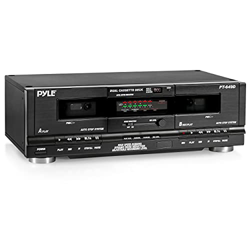  Pyle 双立体声盒式磁带座 - 清晰音频双播放录音机系统，带 MP3 音乐转换器、RCA 用于录音、配音、USB、复古设计 - 适用于标准/CrO2 磁带，家庭使用 - PT659DU.5...