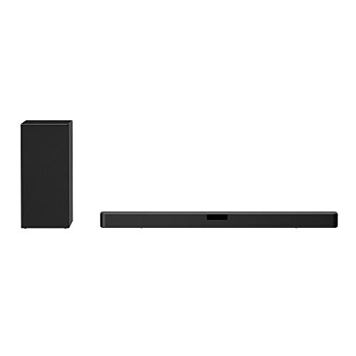 LG SN5Y 条形音箱，带低音炮，2.1 声道，400W，功率，高分辨率音频，DTS Virtual: X，AI Sound Pro，无线环绕声，蓝牙连接 - 黑色