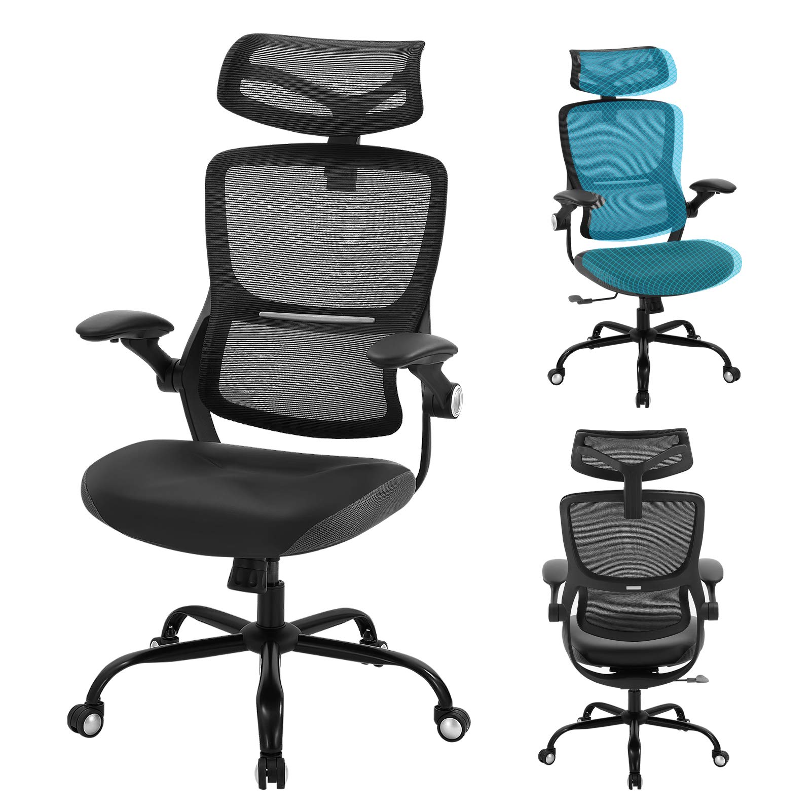 Chairelax 办公椅人体工学办公桌椅中背网布电脑椅可调节腰部支撑凳子滚动