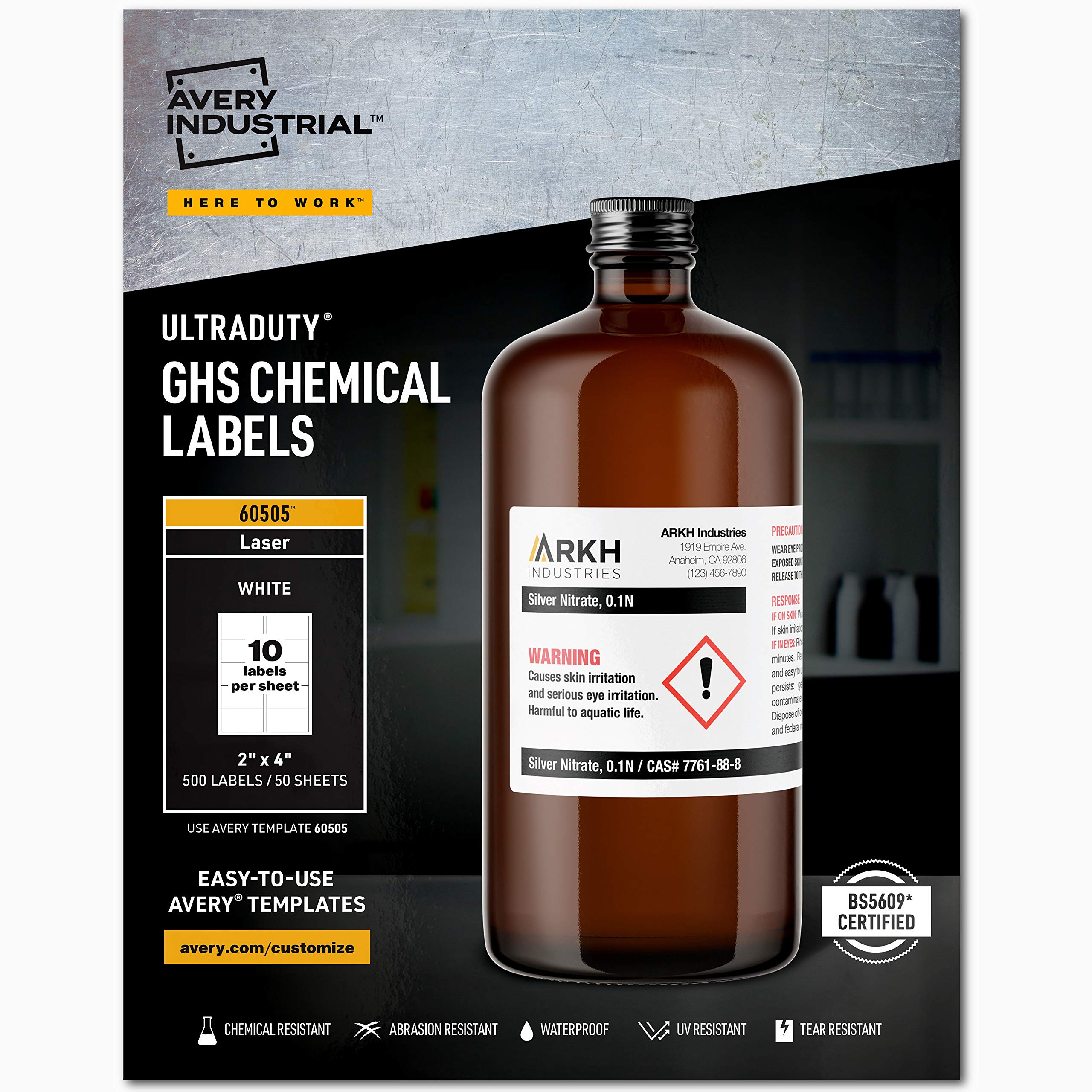 Avery 适用于激光打印机的 UltraDuty GHS 化学标签...