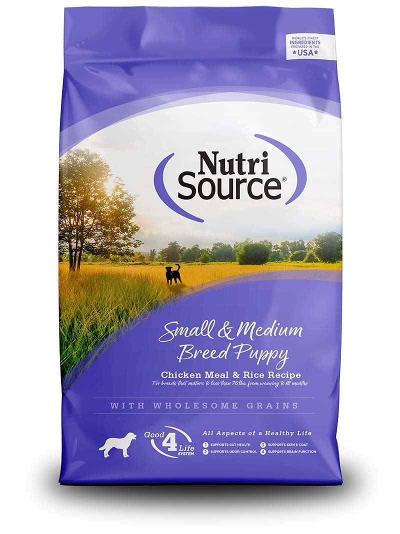 NutriSource 幼犬食品，用鸡肉粉和大米制成，小型品种，含有益健康的谷物，干狗粮...