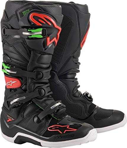 Alpinestars 男士Tech 7越野摩托车靴，黑/红/绿，8