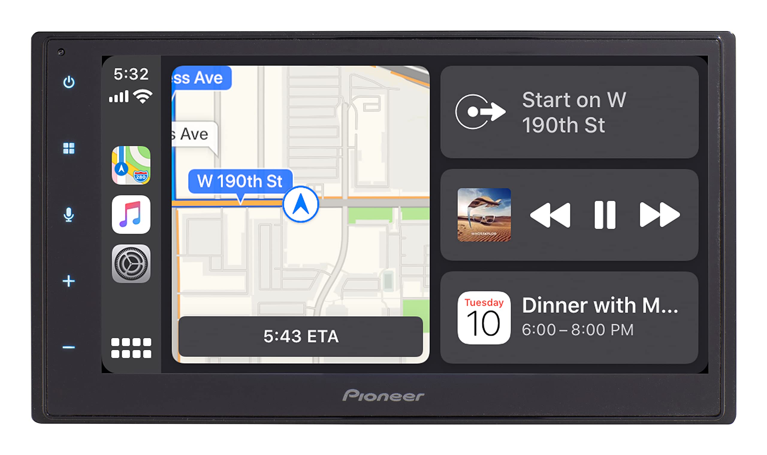Pioneer Car Electronics DMH-W2770NEX 6.8' Amazon Alexa 与 Pioneer Vozsis 应用程序、Android Auto、Apple CarPlay、蓝牙、SiriusXM-Ready 多媒体数字媒体接收器配对时，黑色