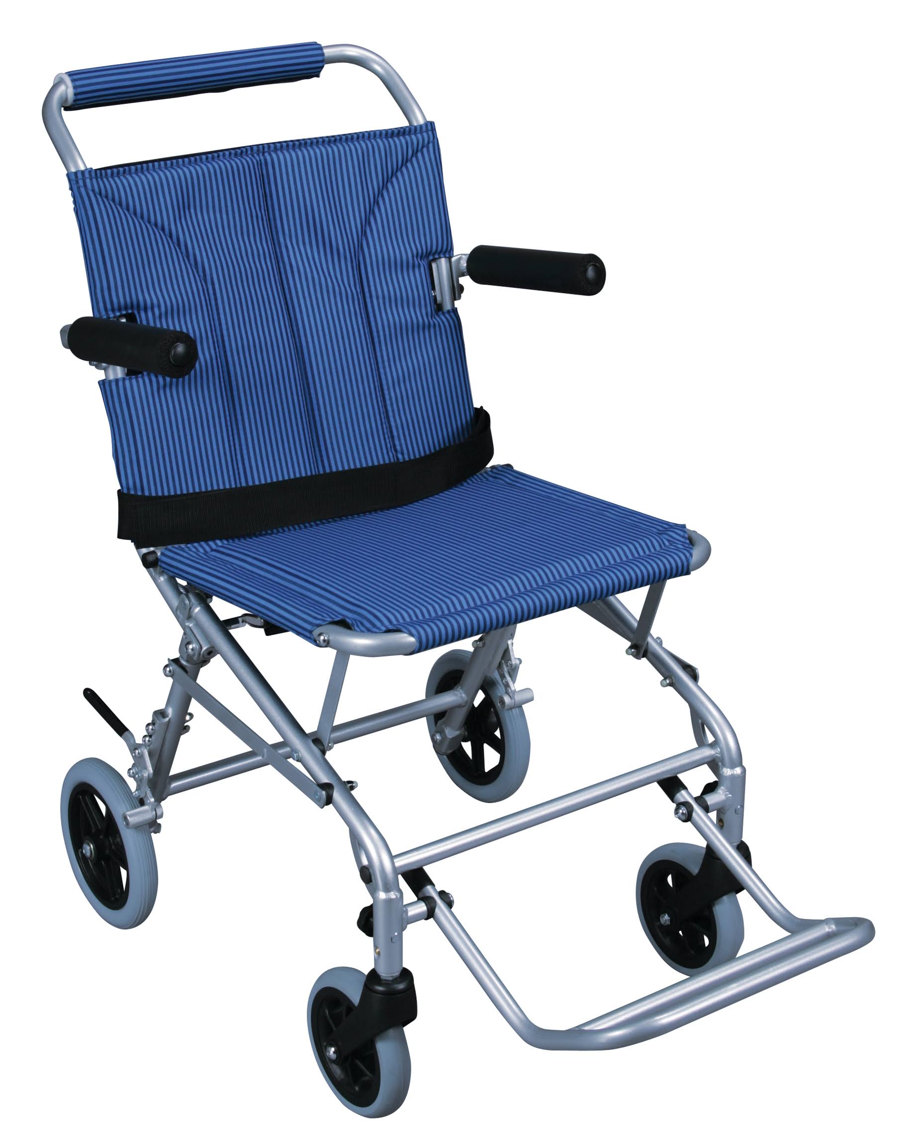 Drive Medical 超轻，带提包的折叠运输椅，蓝色...